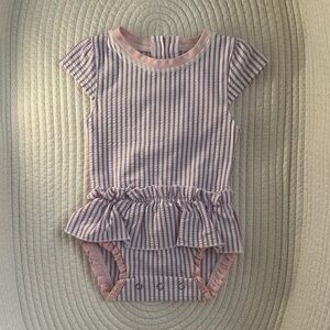 Ruffle Butts Pink and Lavender Seersucker Swimsuit